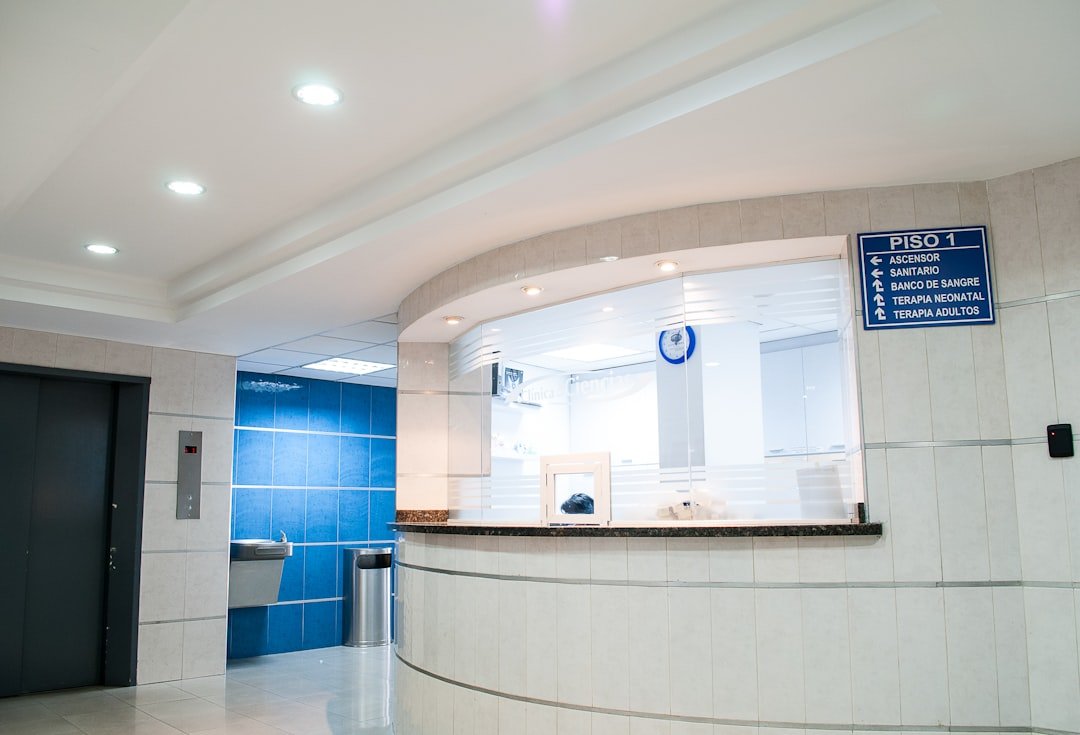 A chiropractic clinic reception desk